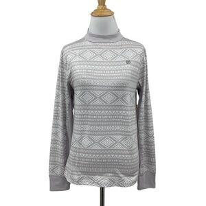 Born Outdoor Shirt Womens M Medium Grey Floke Base Layer Thermal Mock Neck